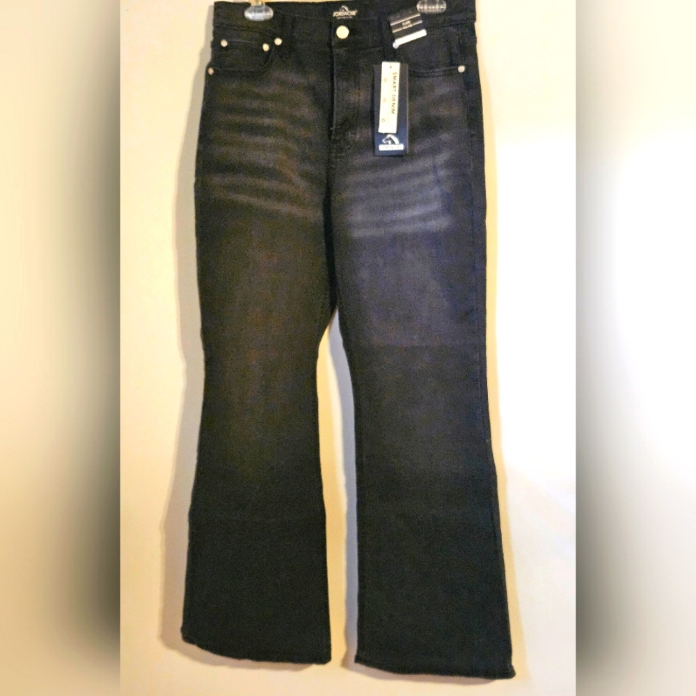 JORDACHE BLACK HIGH RISE FLARE SIZE 10 NWT